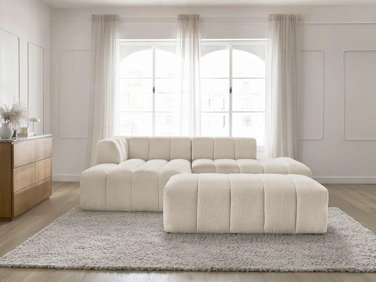 ECKSOFA  ANNECY Beige Bouclé  - Beige/Schwarz, MODERN, Kunststoff/Textil (170/262cm)