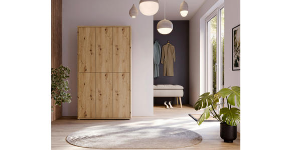 SCHUHSCHRANK 110/192/35 cm - Eiche Artisan/Grau, Basics, Holzwerkstoff/Kunststoff (110/192/35cm) - Xora