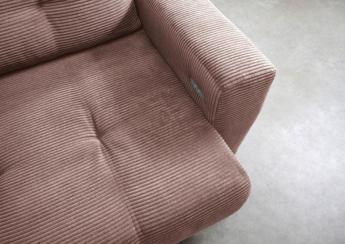 ECKSOFA in Cord Rosa  - Schwarz/Rosa, Modern, Holz/Textil (177/246cm) - MID.YOU
