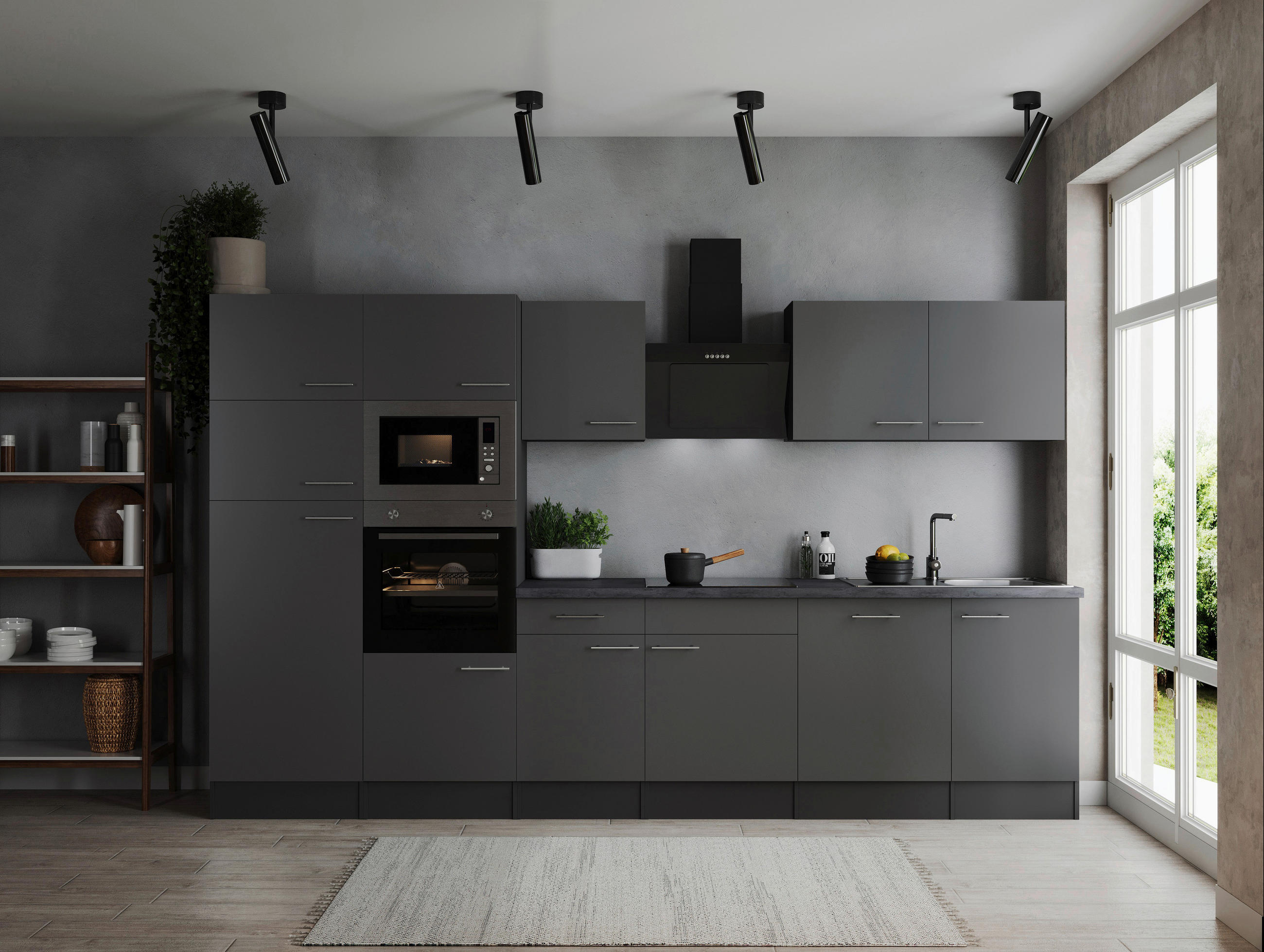 MODULKÖK 340 cm i grå - silver/grå, Design, metall/trämaterial (340cm) - Respekta