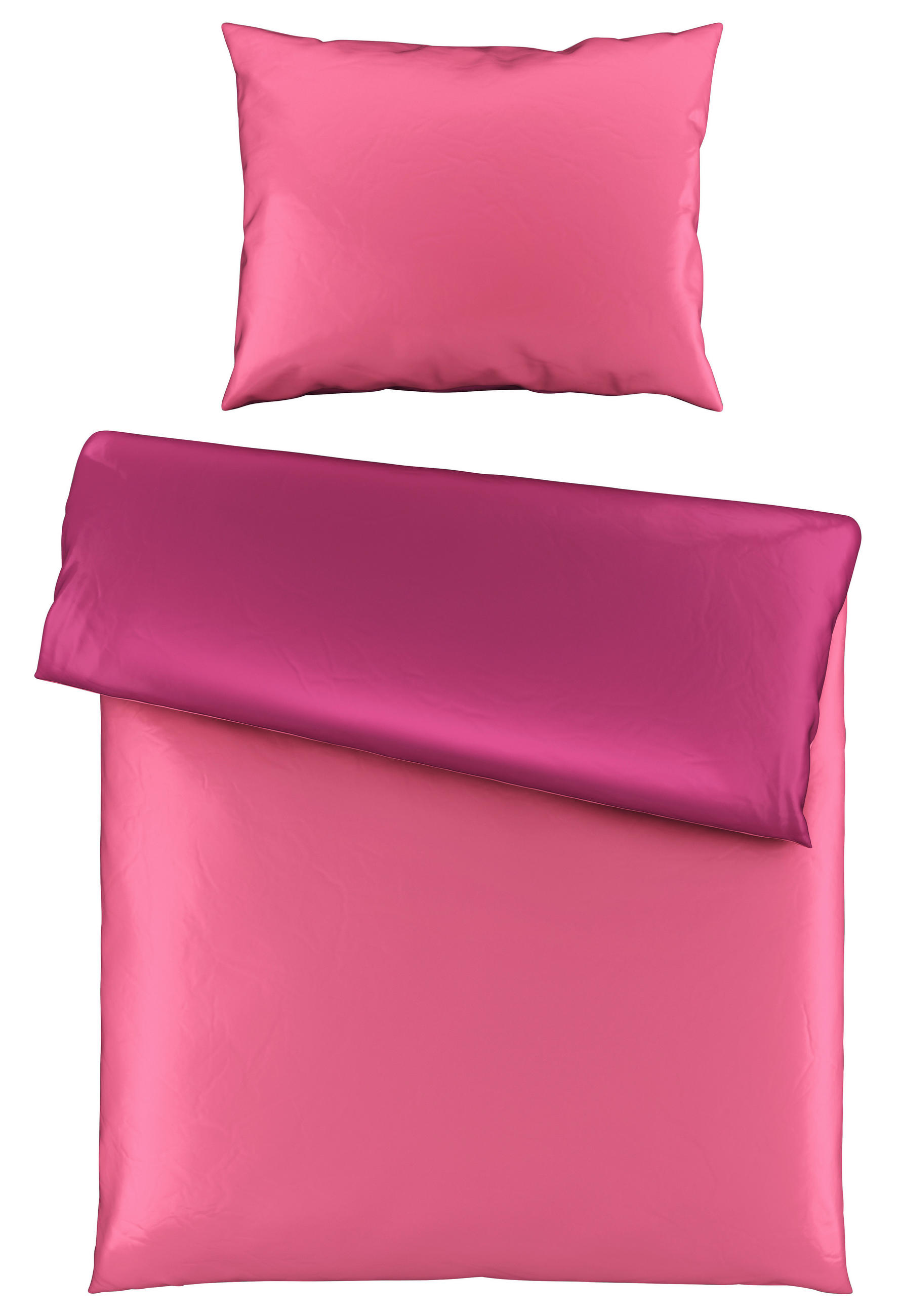 WENDEBETTWÄSCHE Uni Satin Satin 140/200 cm  - Pink/Beere, Basics, Textil (140/200cm) - Novel