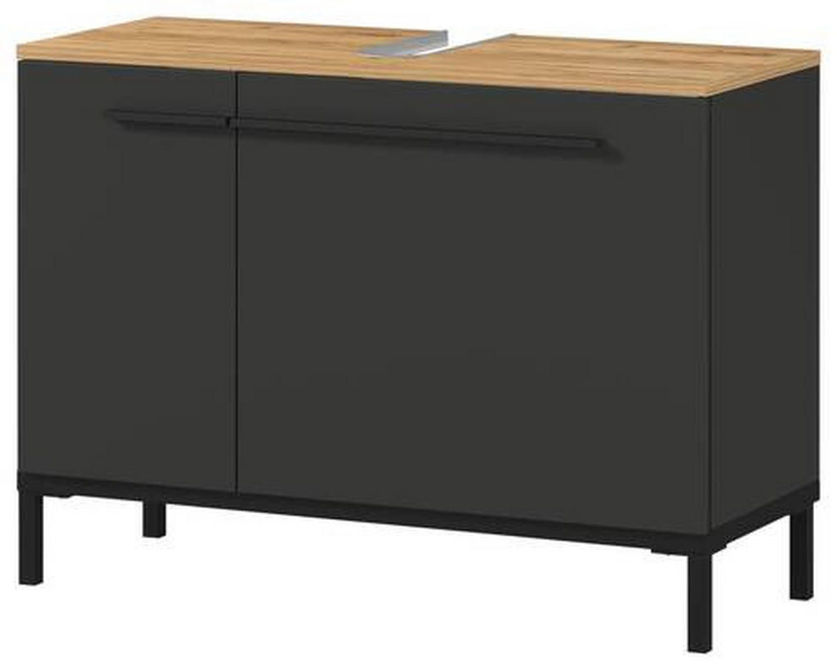 WASCHBECKENUNTERSCHRANK 80/59/34 cm  - Eichefarben/Graphitfarben, MODERN, Holzwerkstoff/Metall (80/59/34cm) - Xora