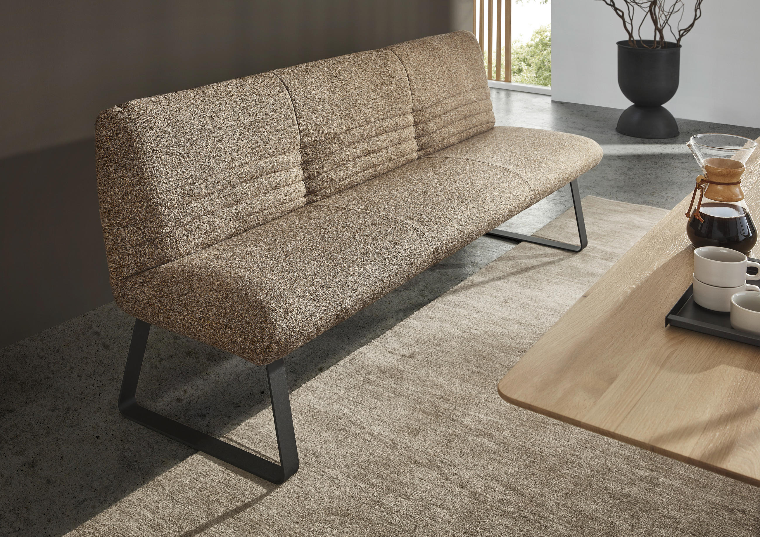 SITZBANK 221/90/70 cm Flachgewebe Rostfarben, Cognac  - Rostfarben/Cognac, Design, Textil/Metall (221/90/70cm) - Dieter Knoll