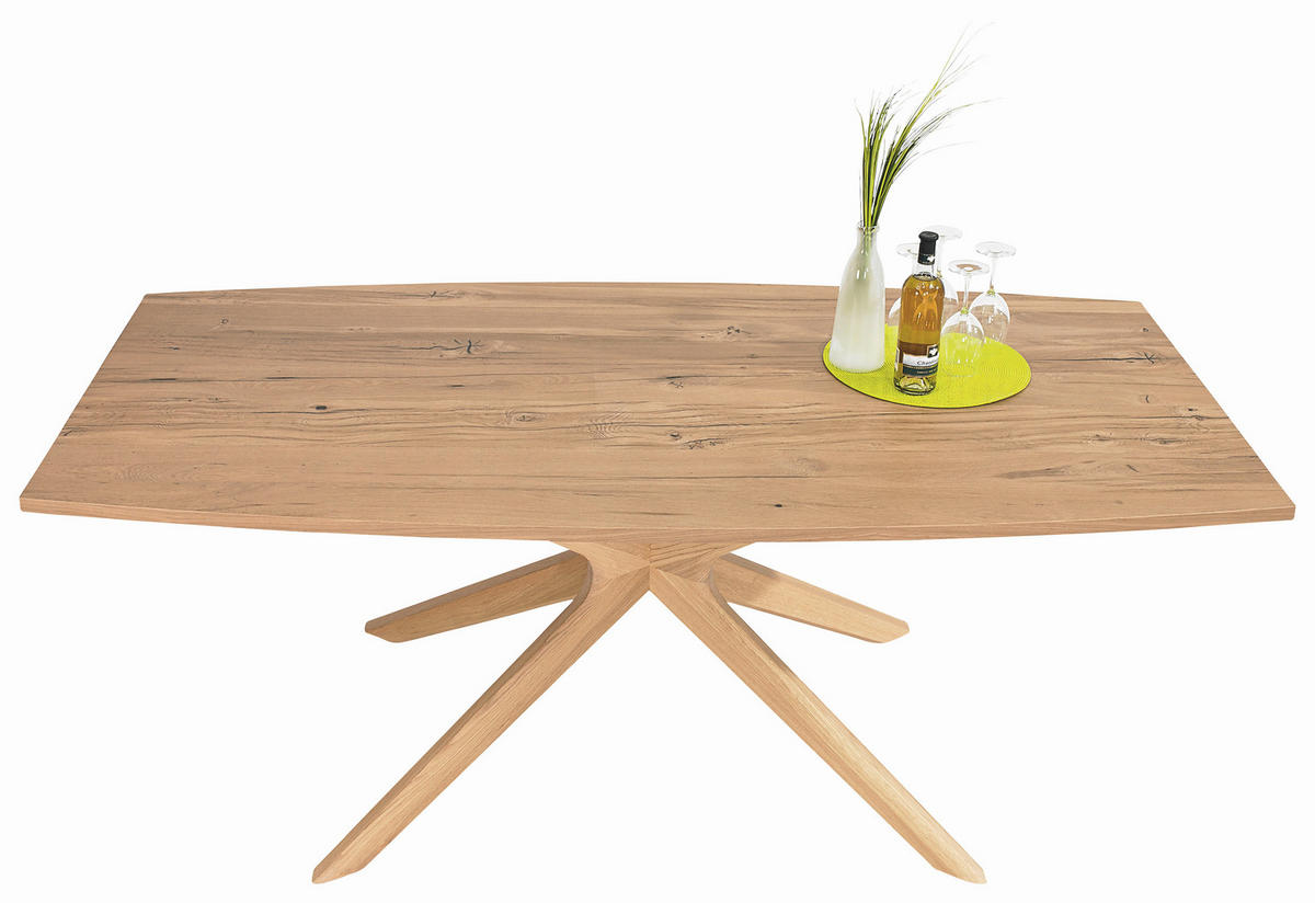 ESSTISCH Altholz, Eiche furniert, massiv bootsförmig Eichefarben  - Eichefarben, Natur, Holz (140/96,5/76,5cm) - Voglauer