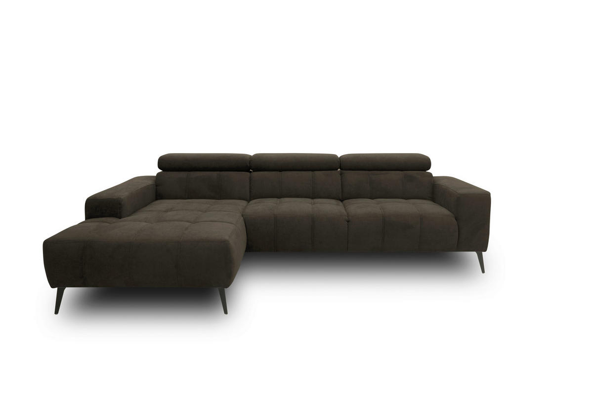 ECKSOFA TRENTO Mikrofaser  - Dunkelgrau/Schwarz, MODERN, Textil/Metall (287/175cm) - MID.YOU
