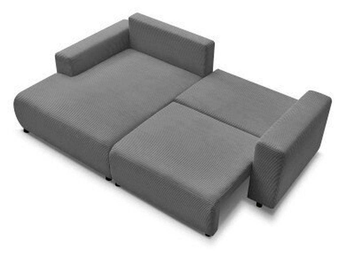 ECKSOFA Ottomane links  ATILLA Dunkelgrau Cord  - Dunkelgrau/Schwarz, MODERN, Kunststoff/Textil (149/244cm)
