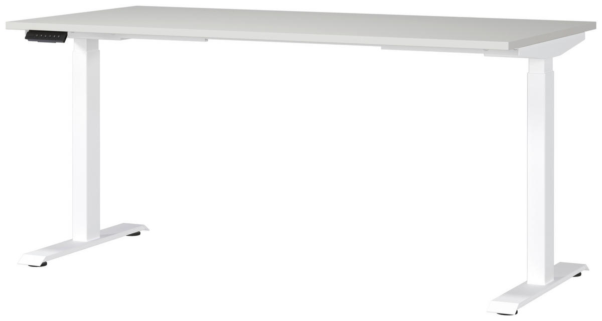 SCHREIBTISCH 160/80/72-118 cm  in Weiss, Hellgrau  - gris clair/blanc, Modern, métal/matériau de bois (160/80/72-118cm) - Novel
