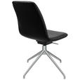 STUHL  in Aluminium Echtleder pigmentiert Metall, Leder  - Schwarz/Alufarben, Design, Leder/Metall (46/81,5-84,5/55cm) - Johann Jakob