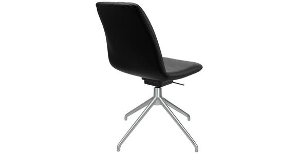 STUHL in Aluminium Echtleder pigmentiert Metall, Leder - Schwarz/Alufarben, Design, Leder/Metall (46/81,5-84,5/55cm) - Johann Jakob