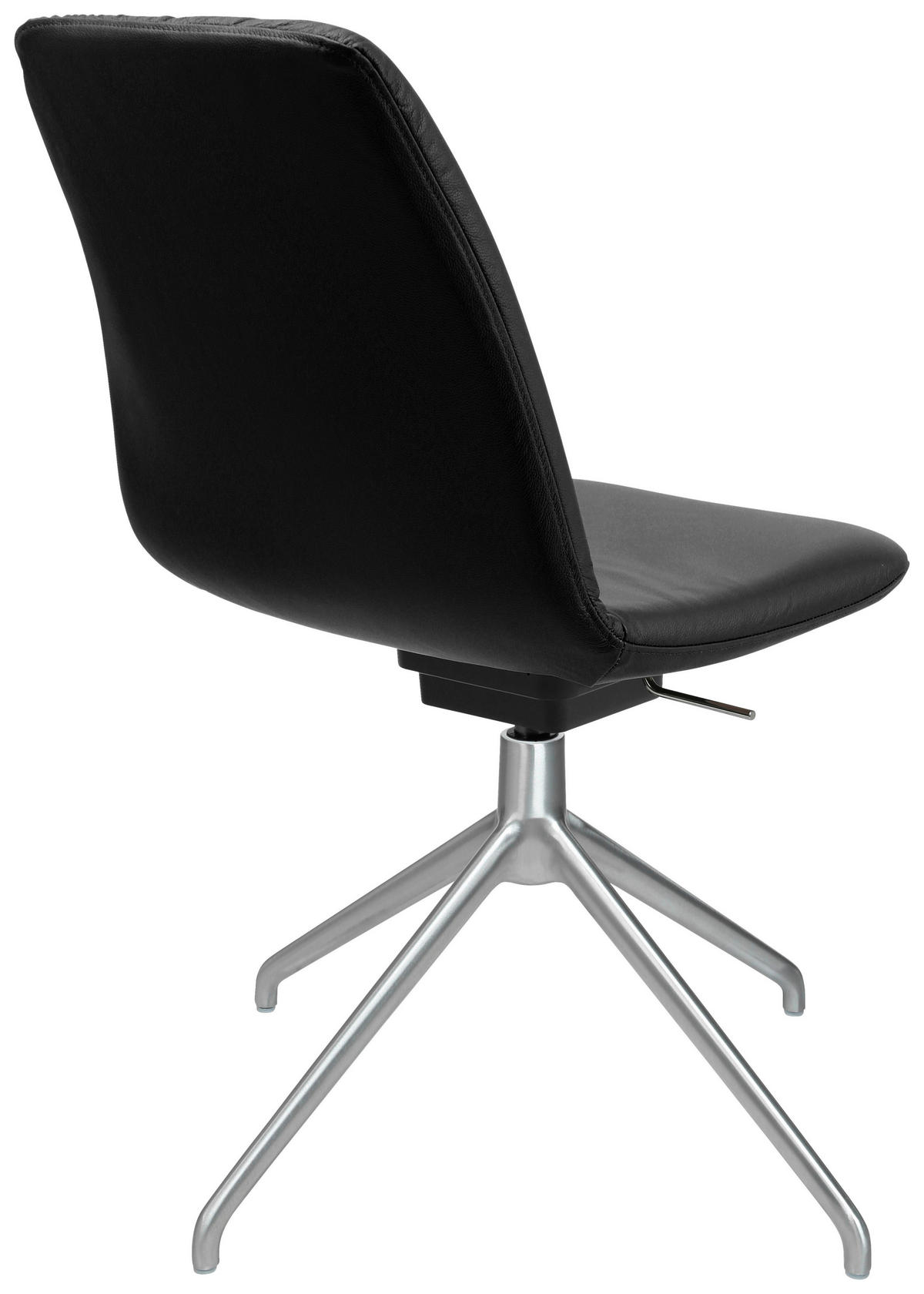 STUHL  in Aluminium Echtleder pigmentiert  - Schwarz/Alufarben, Design, Leder/Metall (46/81,5-84,5/55cm) - Johann Jakob