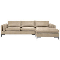 ECKSOFA in Lederlook Hellbraun  - Hellbraun/Schwarz, Design, Textil/Metall (295/160cm) - Livetastic