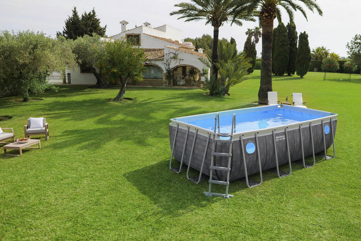 POOL SET 56384  - Blau/Hellblau, KONVENTIONELL, Kunststoff/Metall (488/244/122cm) - Bestway