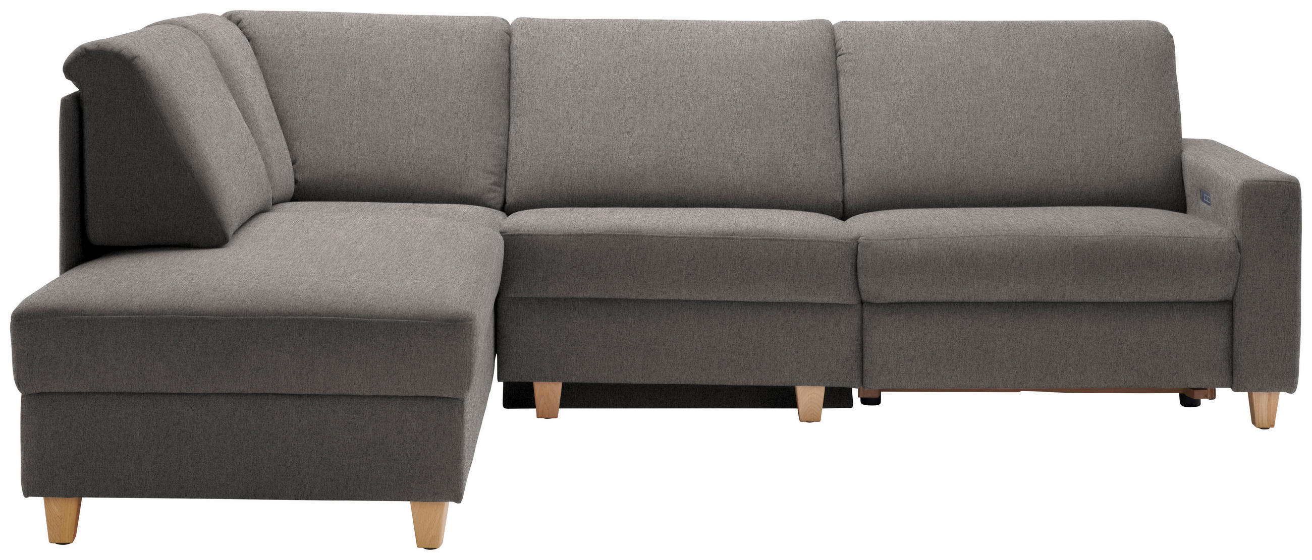ECKSOFA in Flachgewebe Schlammfarben  203/261 cm  - Schlammfarben/Eichefarben, KONVENTIONELL, Holz/Textil (203/261cm) - Sedda