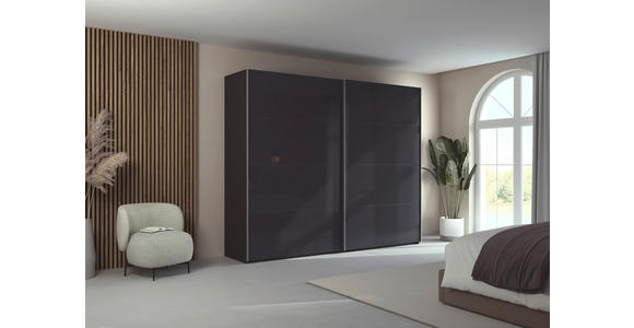 SCHWEBETÜRENSCHRANK 271/223/68 cm 2-türig Graphitfarben, Schwarz  - Alufarben/Graphitfarben, Design, Glas/Holzwerkstoff (271/223/68cm) - Xora
