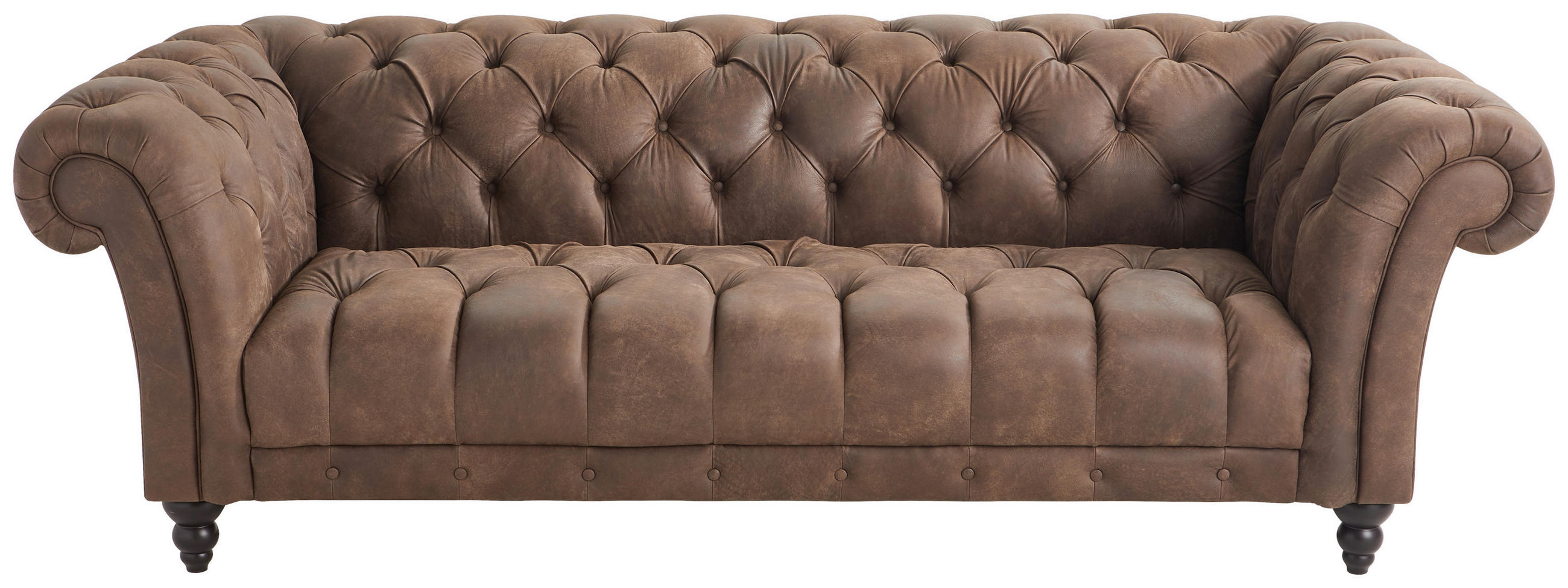 CHESTERFIELD-SOFA Dunkelbraun Echtleder  - Dunkelbraun, LIFESTYLE, Leder/Holz (230/74/101cm) - Landscape