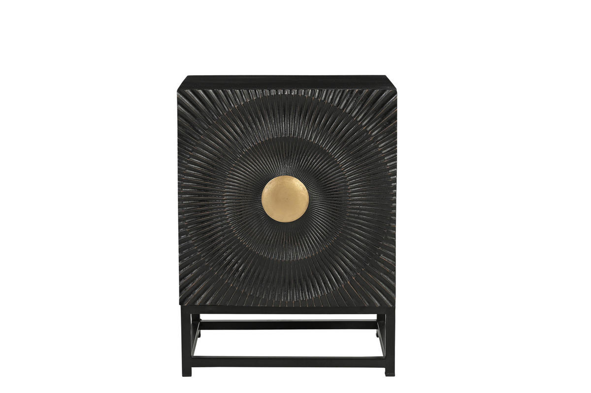 NACHTSCHRANK 45/60/35 cm Mangoholz massiv  - Goldfarben/Schwarz, Basics, Holz/Metall (45/60/35cm) - Livetastic