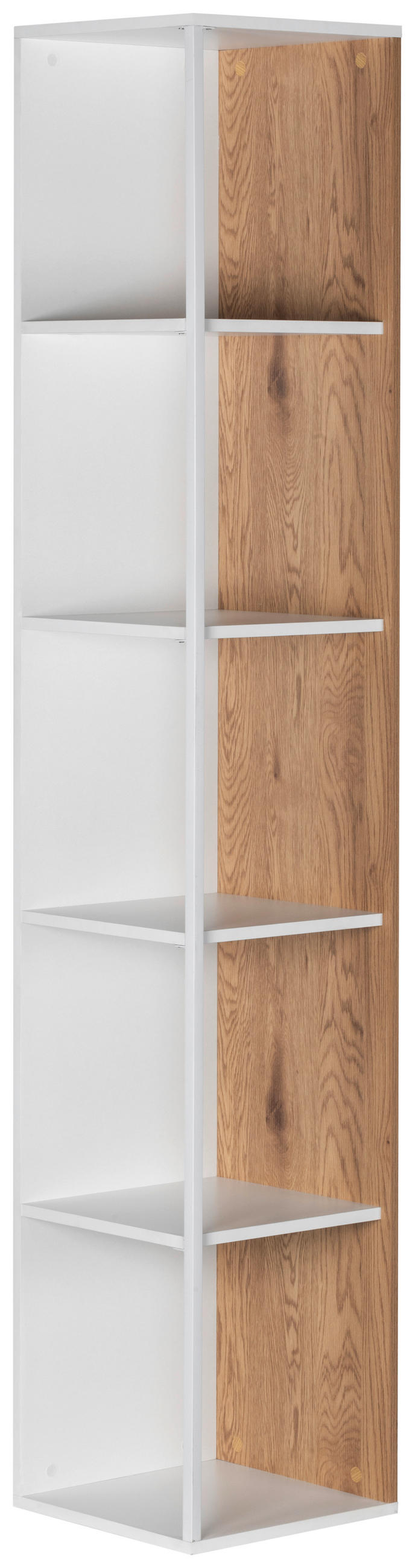 ETAJERĂ DE COLȚ in 34/185/34 cm culoare natur, alb  - alb/culoare natur, Design, metal/material pe bază de lemn (34/185/34cm) - MID.YOU