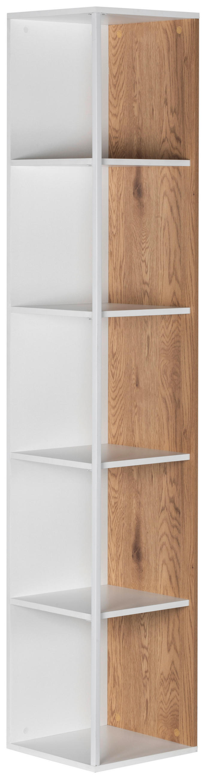 MID.YOU ROHOVÝ REGÁL, přírodní barvy, bílá, železo, 34/185/34 cm