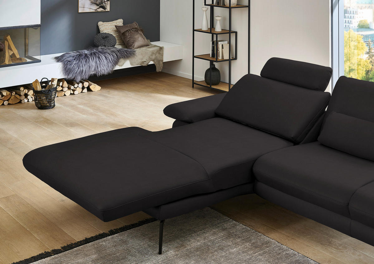 ECKSOFA in Echtleder Dunkelbraun  - Dunkelbraun/Schwarz, Design, Leder/Metall (180/310cm) - Dieter Knoll