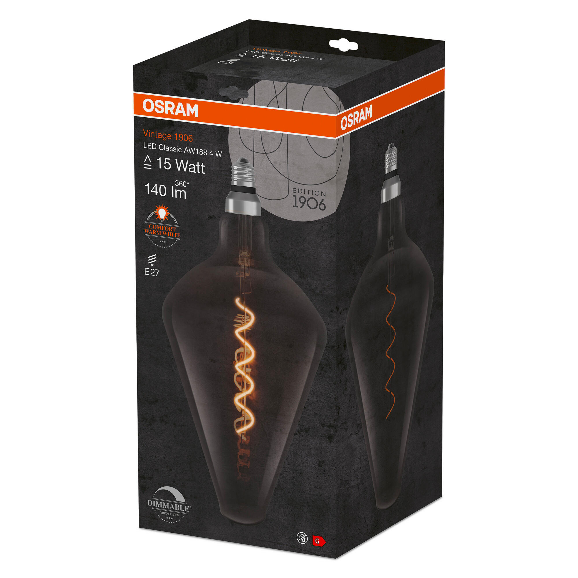 LED-LEUCHTMITTEL   E27 4 W  - Hellgrau, Basics, Glas (19,3/40cm) - Ledvance