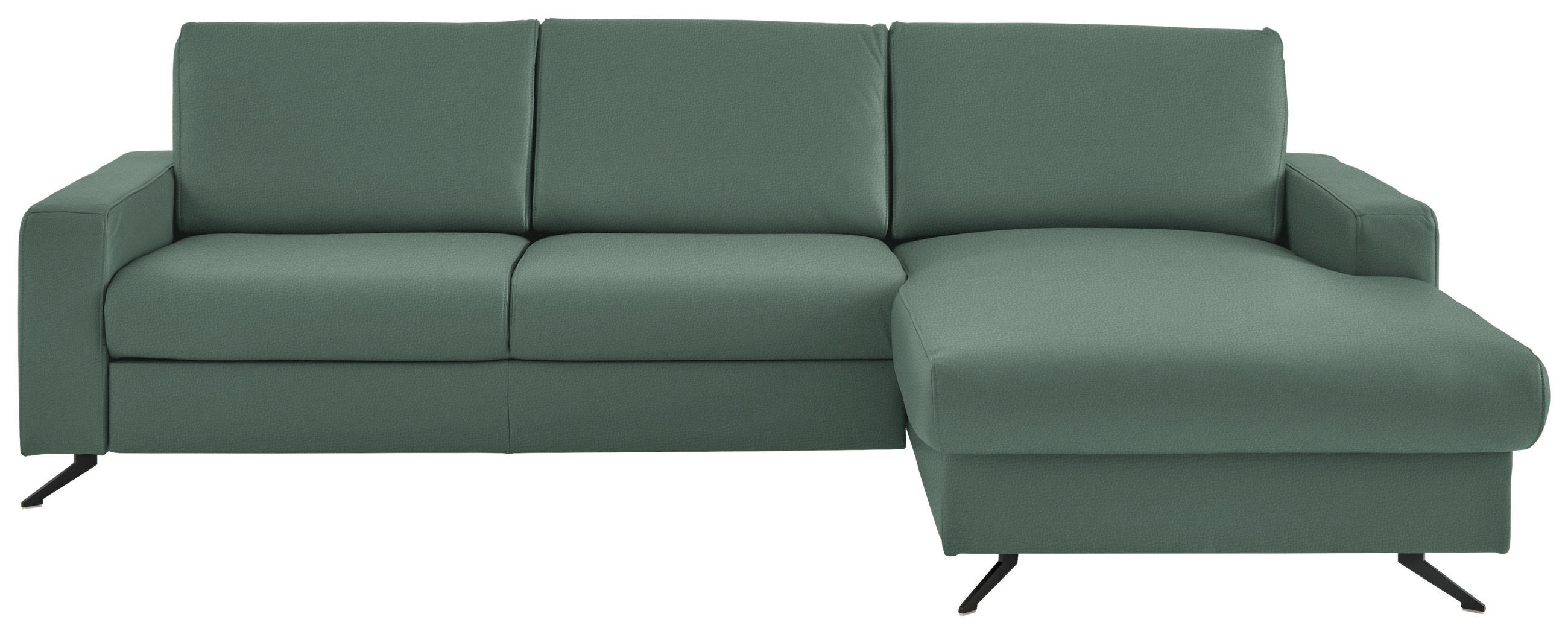 ECKSOFA in Echtleder Opal  267/165 cm  - Opal/Schwarz, Design, Leder/Metall (267/165cm) - Beldomo Premium