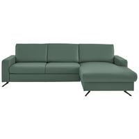 ECKSOFA in Echtleder Opal  267/165 cm  - Opal/Schwarz, Design, Leder/Metall (267/165cm) - Beldomo Premium
