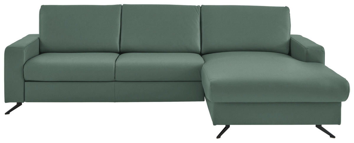 ECKSOFA in Echtleder Opal  267/165 cm  - Opal/Schwarz, Design, Leder/Metall (267/165cm) - Beldomo Premium