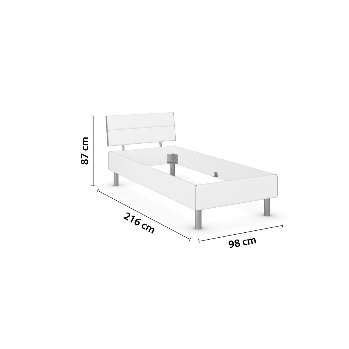 BETT 90/200 cm  in Weiß  - Alufarben/Weiß, Design, Metall (90/200cm) - Carryhome