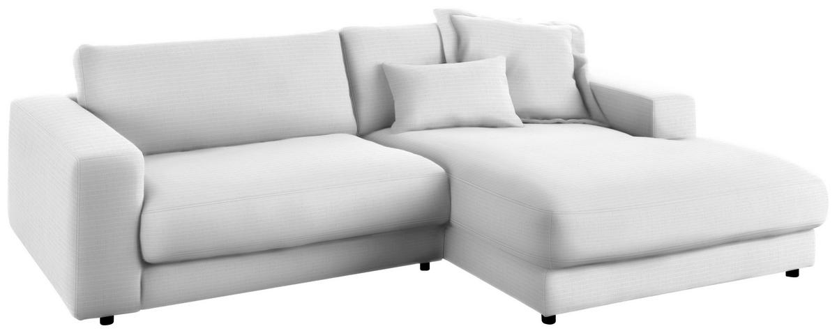 ECKSOFA in Chenille Weiss  - Weiss/Schwarz, Design, Kunststoff/Textil (270/190cm) - Lomoco