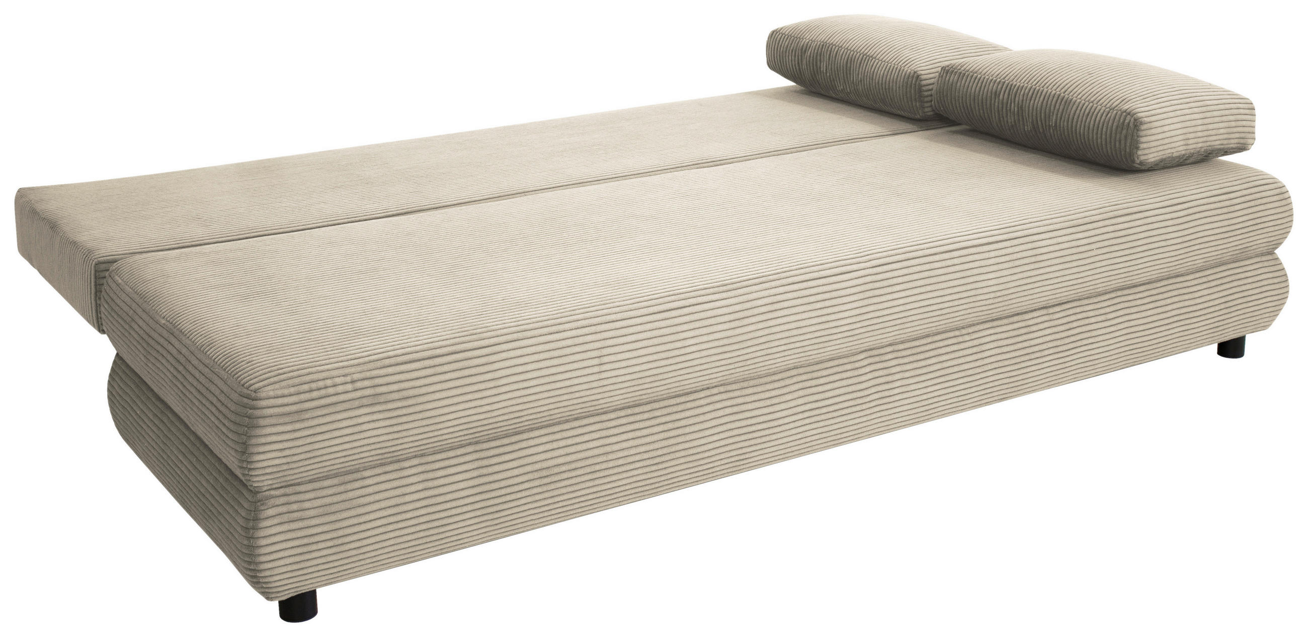 SCHLAFSOFA Cord Taupe  - Taupe/Schwarz, Design, Kunststoff/Textil (197/77/81cm) - home24