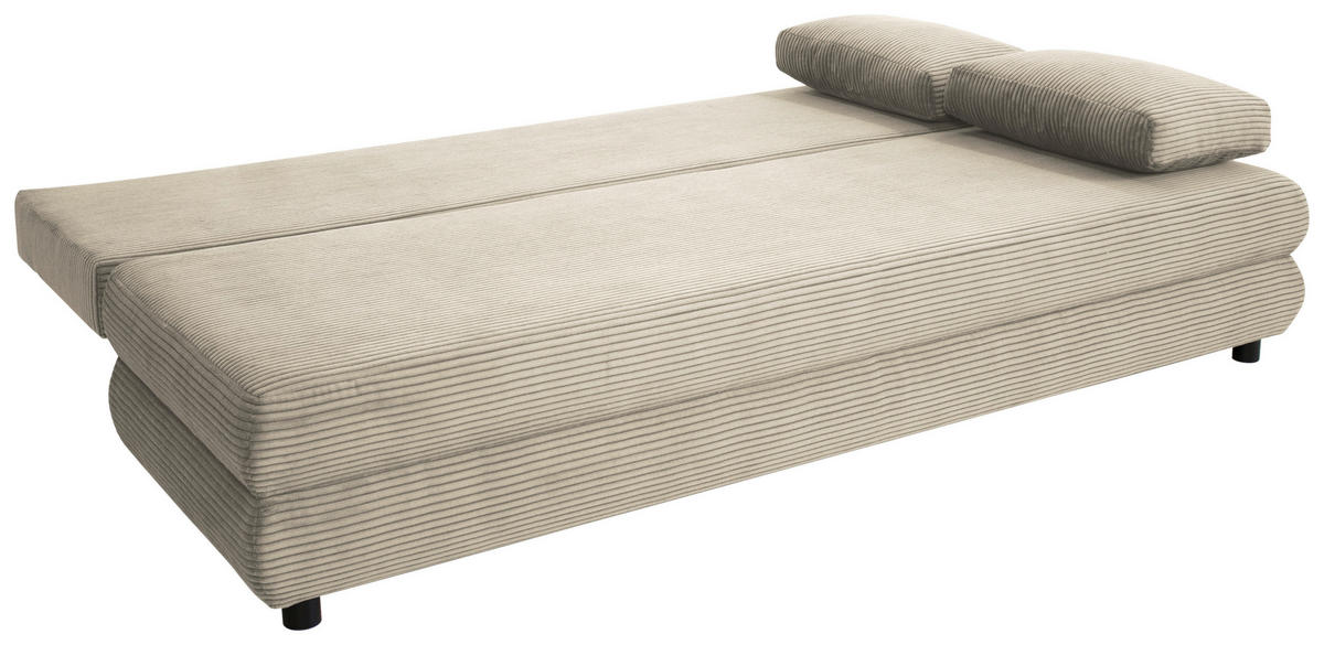 SCHLAFSOFA Cord Taupe  - Taupe/Schwarz, Design, Kunststoff/Textil (197/77/81cm) - home24