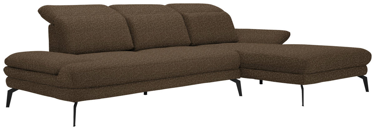 ECKSOFA in Webstoff Braun  - Schwarz/Braun, Design, Textil/Metall (289/180cm) - Stylife