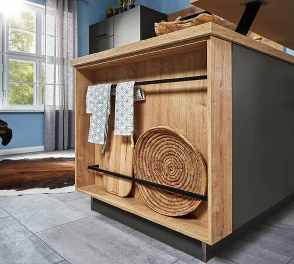 EINBAUKÜCHE   - Graphitfarben, Design, Holzwerkstoff - Dieter Knoll