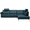 ECKSOFA in Echtleder Blau  - Blau/Alufarben, Konventionell, Leder/Metall (284/220cm) - Beldomo Premium