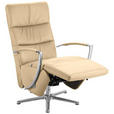 RELAXSESSEL in Leder Beige  - Chromfarben/Beige, Design, Leder/Metall (64/112/80cm) - Cantus