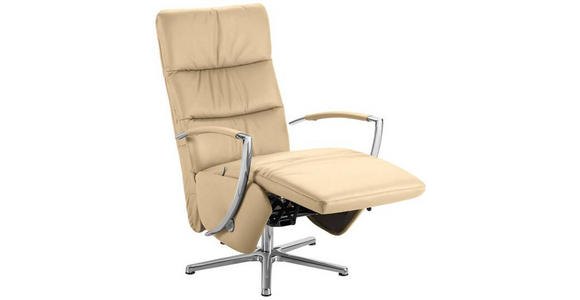 RELAXSESSEL in Leder Beige  - Chromfarben/Beige, Design, Leder/Metall (64/112/80cm) - Cantus