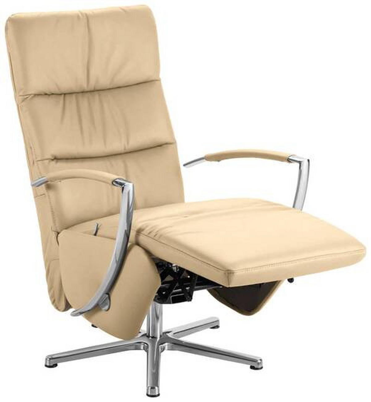 RELAXSESSEL in Leder Beige  - Chromfarben/Beige, Design, Leder/Metall (64/112/80cm) - Cantus
