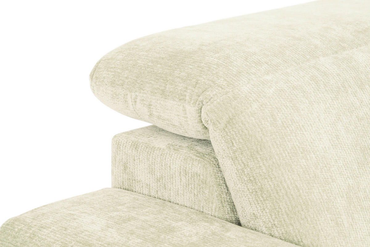 ECKSOFA Creme Chenille Kopfteilverstellung, Sitztiefenverstellung  - Creme/Schwarz, Design, Textil/Metall (307/243cm) - Xora