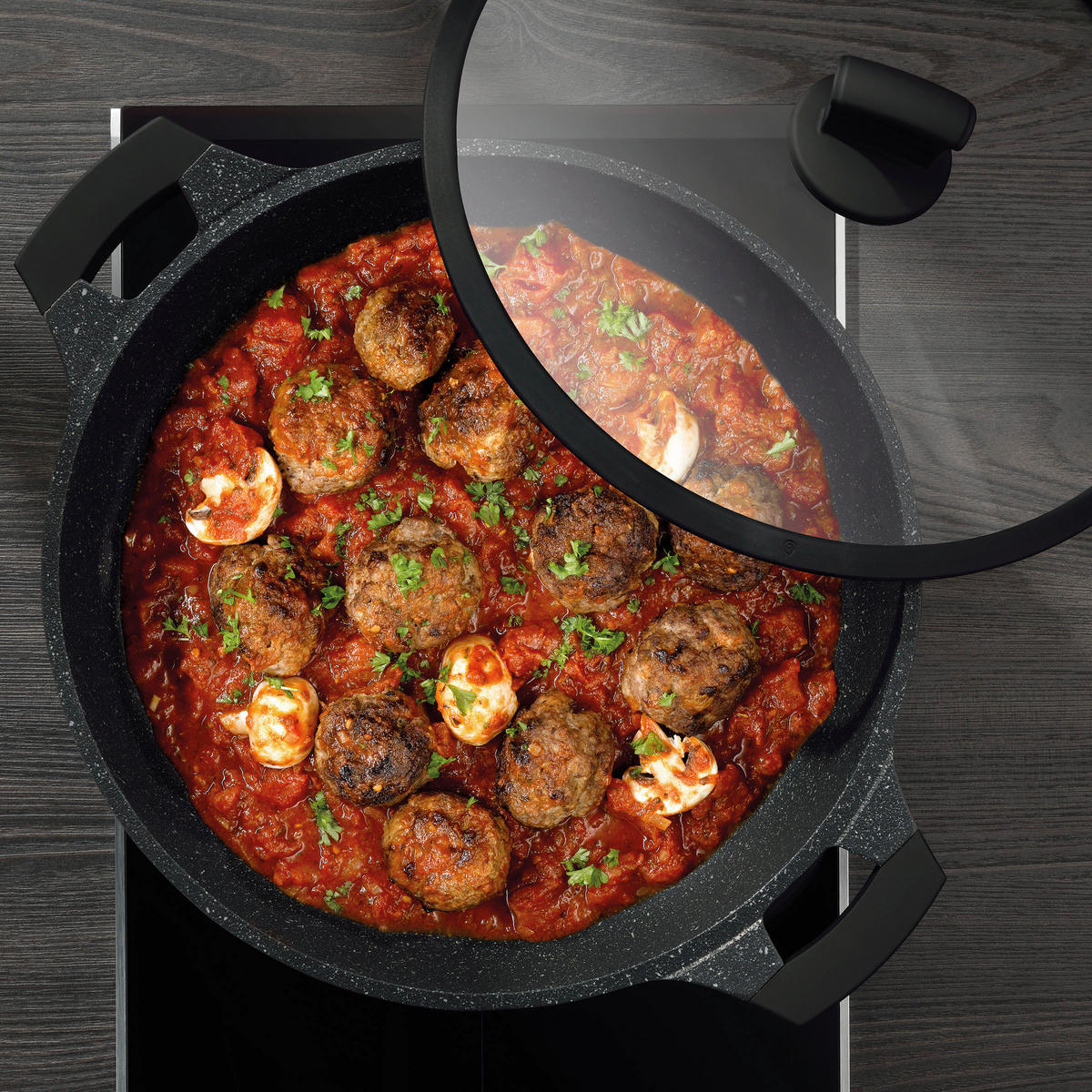 SERVIERPFANNE  - Schwarz, KONVENTIONELL, Metall (32/9cm) - Kela