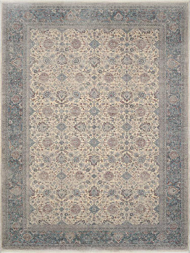 Dieter Knoll Webteppich Blau, Creme 80x150 cm