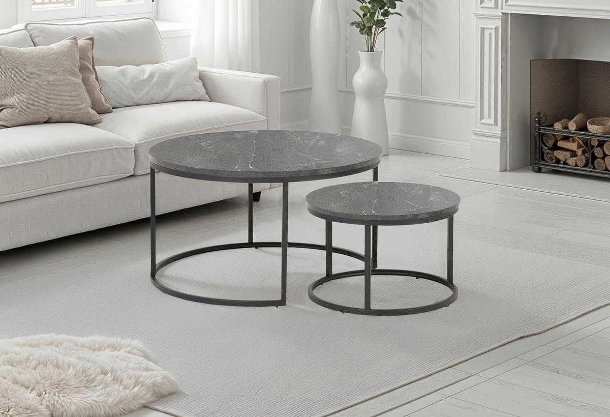 COUCHTISCH Spiro rund Anthrazit  - Anthrazit/Schwarz, Design, Holzwerkstoff/Metall (80/45/80cm) - MID.YOU