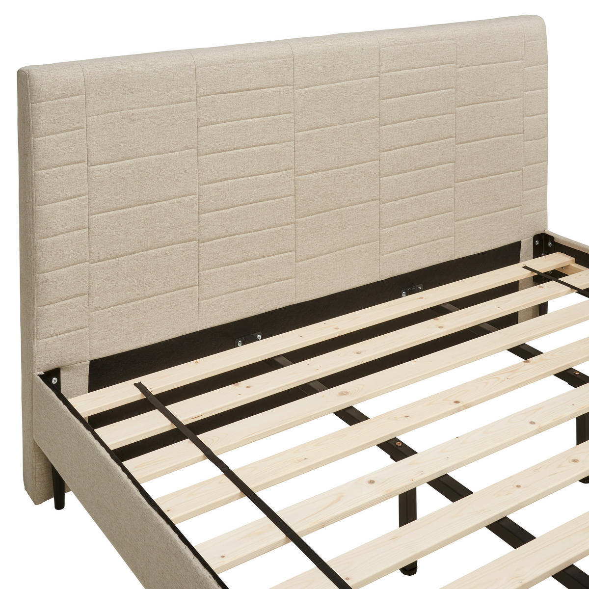 KÁRPITOZOTT ÁGY 180/200 cm  bézs  - bézs/natúr, Modern, textil/fa (180/200cm) - Livetastic