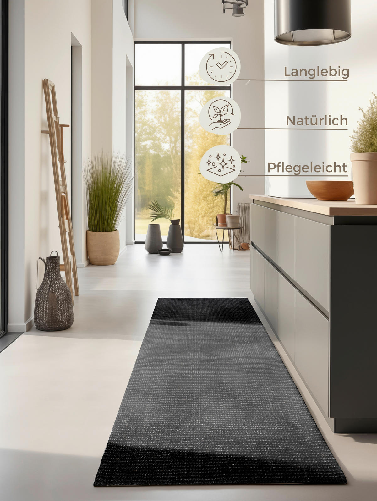 LÄUFER 80/200 cm Bouclé Schwarz  - Schwarz, Basics, Textil (80/200cm) - Hanse Home