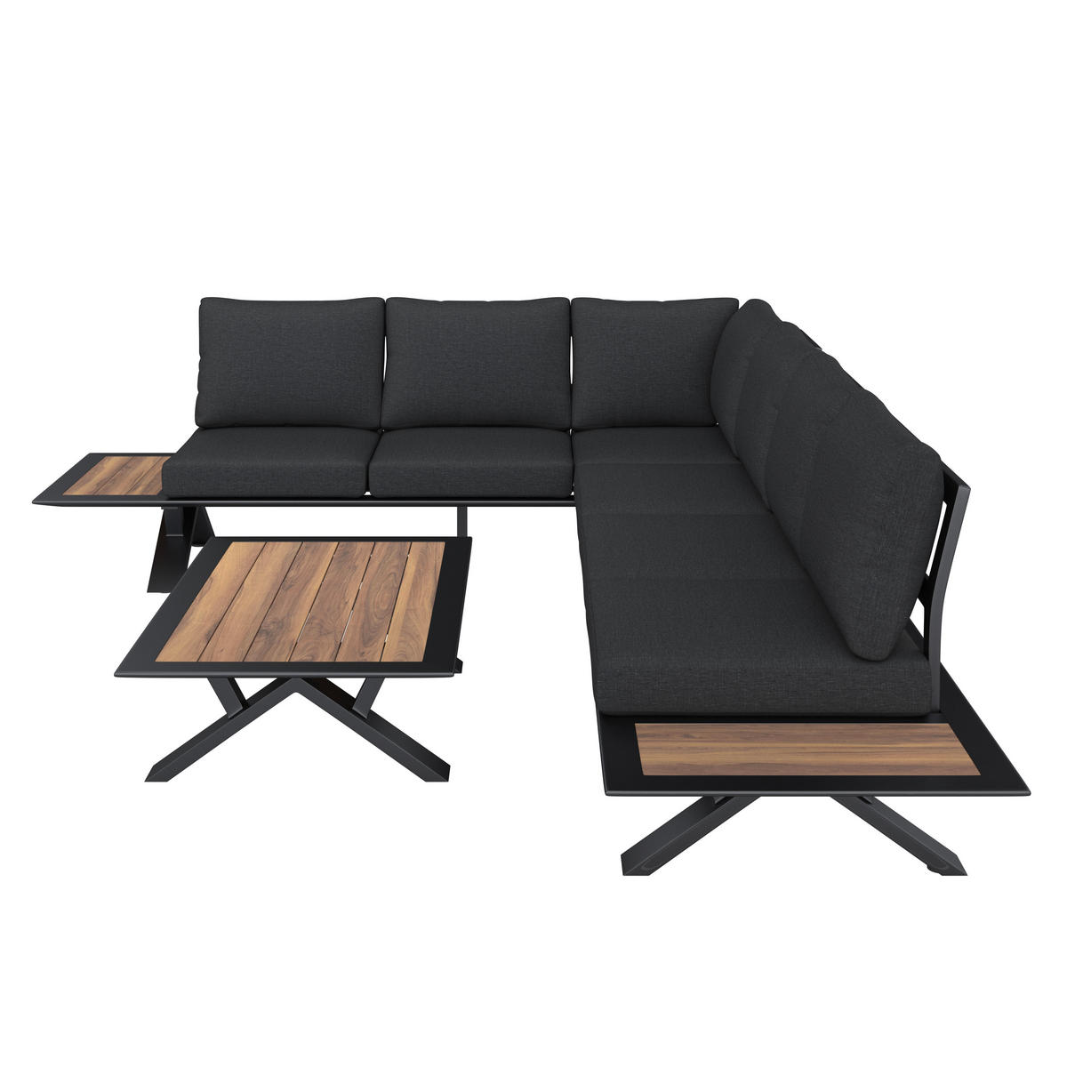 LOUNGE GARNITURA  tamno siva, boje tikovine   - boje tikovine/tamno siva, Moderno, drvo/metal (232/306cm) - Ambia Garden