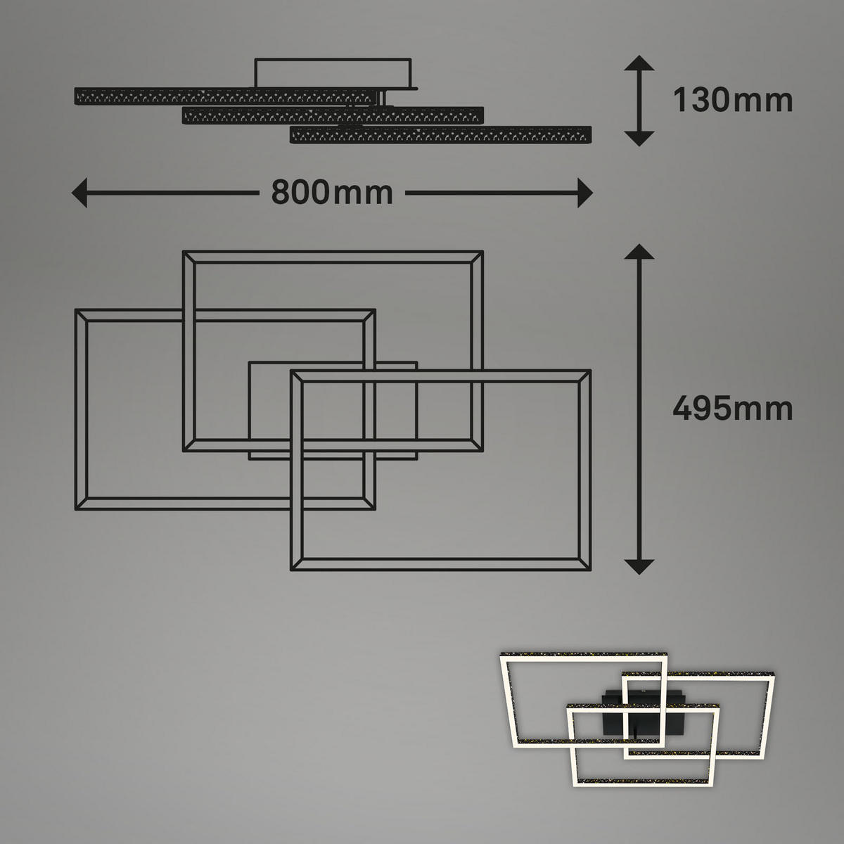 STROPNA LED-SVETILKA   /5700 lm/3000 K// - črna, Trend, kovina/umetna masa (80/49,5/13cm)