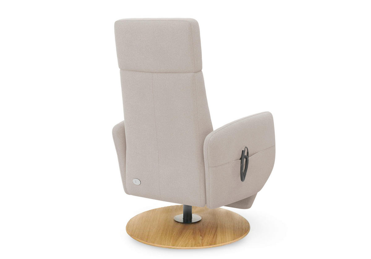 RELAXSESSEL Flachgewebe Aufstehhilfe    - Greige/Eichefarben, KONVENTIONELL, Holz/Textil (71/110/82cm) - Sit & More