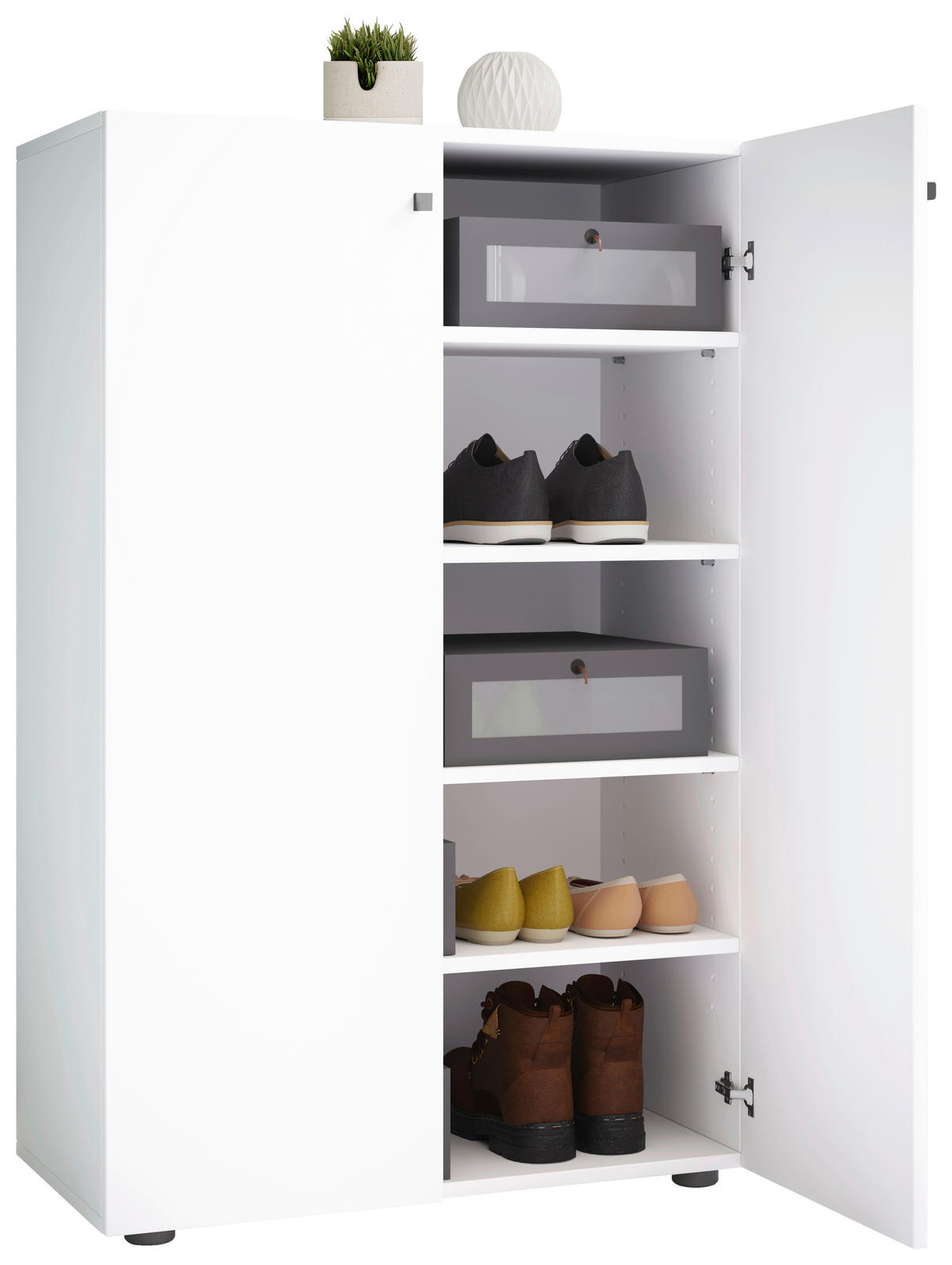 SCHUHSCHRANK Lona  in 70/110/39 cm  - Silberfarben/Schwarz, Design, Holzwerkstoff/Kunststoff (70/110/39cm) - MID.YOU