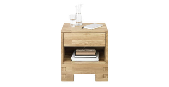 NACHTSCHRANK 52/60/38 cm Wildeiche massiv  - Eichefarben, Design, Holz (52/60/38cm) - Linea Natura