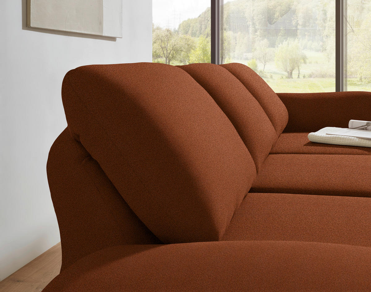 ECKSOFA  in Flachgewebe Kupferfarben  255-365/175-224 cm  - Schwarz/Kupferfarben, Design, Textil/Metall (255-365/175-224cm) - Dieter Knoll