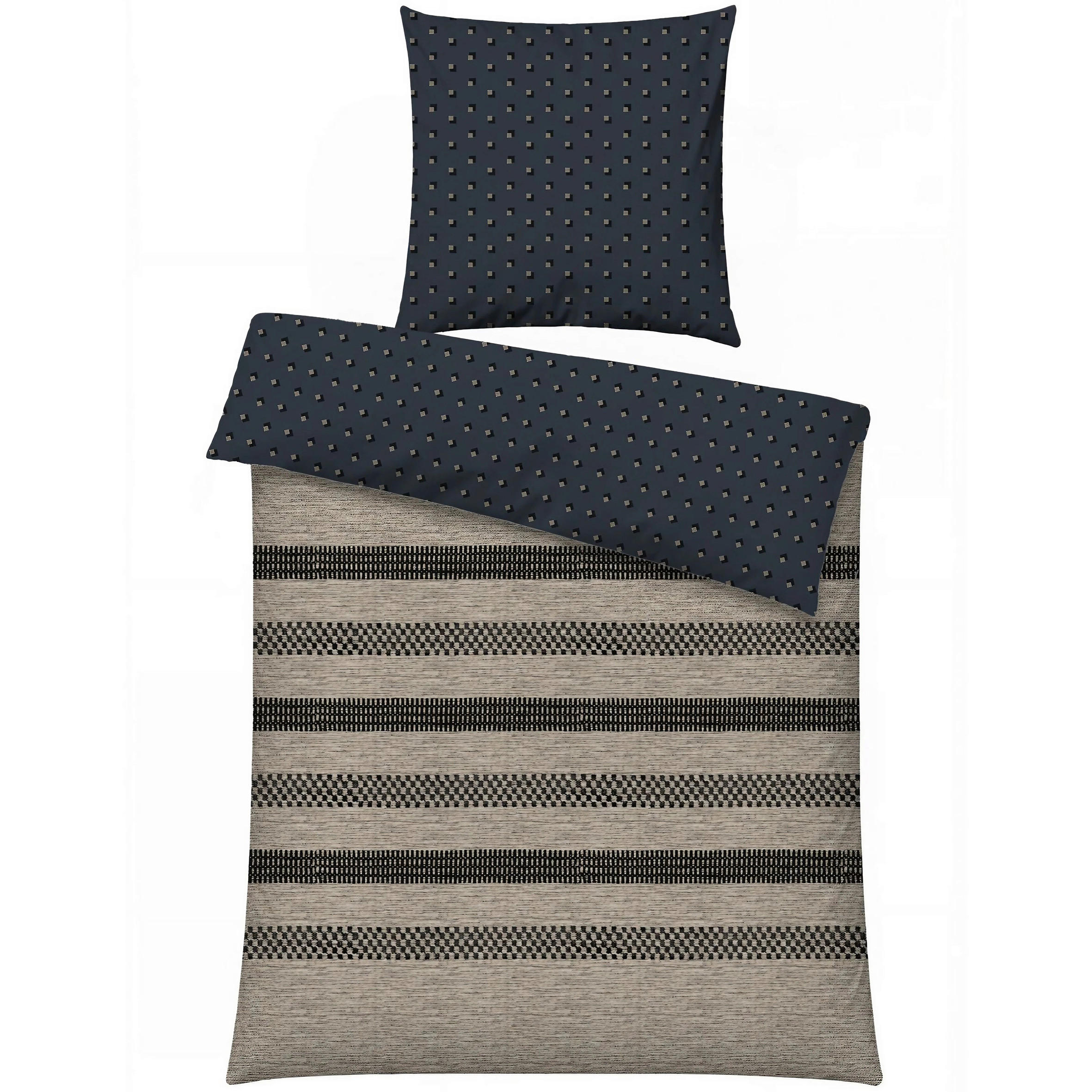 BETTWÄSCHE 135/200 cm  - Schwarz/Braun, Basics, Textil (135/200cm)